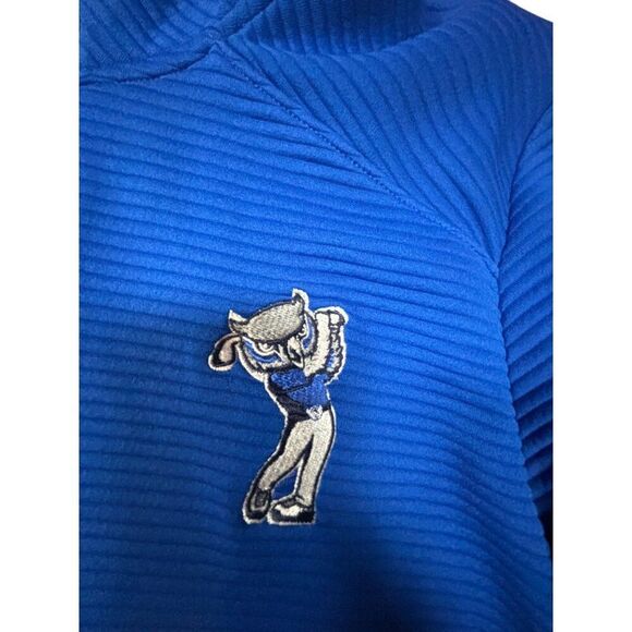 Adidas Golf Blue Full-Zip Ribbed Jacket With Embroidered OWL Logo Medium Size - Picture 2 of 10